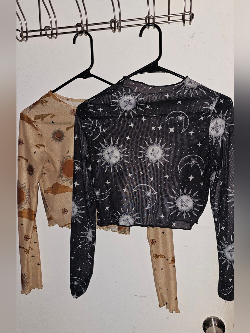 Women's Black Sun & Moon Print Mesh Skirt
